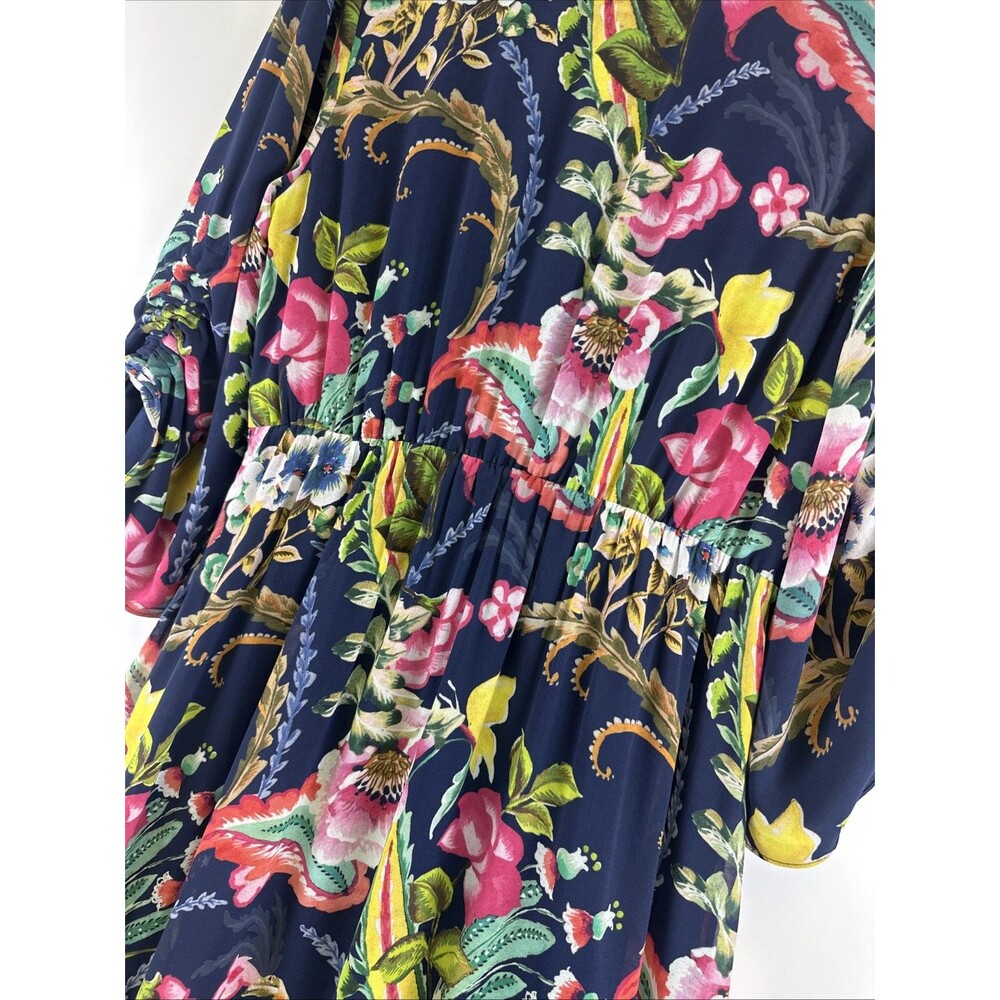 Soft Surroundings Samantha Maxi Dress Floral Faux Wrap Boho Whimsy Ruffle V-Neck - Picture 9 of 16